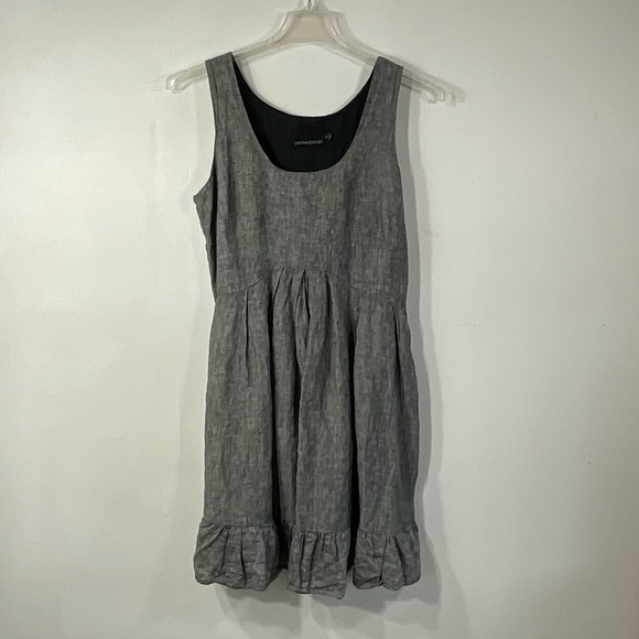 Cynthia Rowley Dress Grey Linen Ruffle Hem Sleeveless Midi Size 10 - Picture 2 of 11